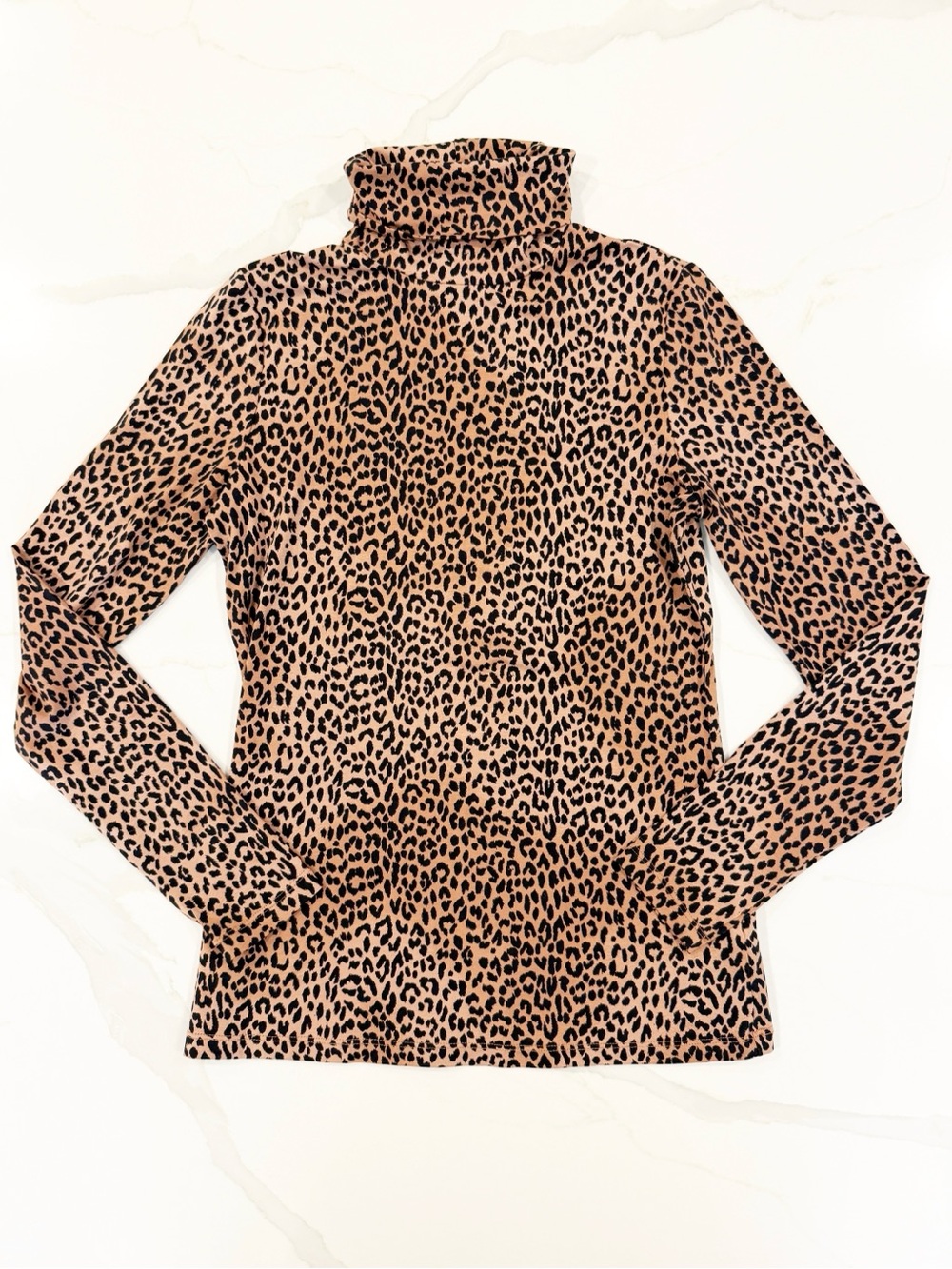NEW Lands’ End Shape Fit Leopard Lightweight Turtleneck Sz XS